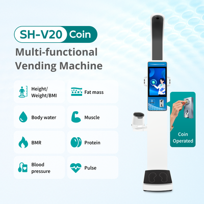 19-inch Advertising Screen Multi Functions Coin Operated Body Checking Machine Self Serviced Health Checkup Kiosk