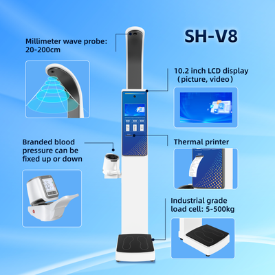 Advanced 10.2 Inch Touch Screen Customizable Personal Scale Self-Service Kiosk Health Blood Pressure Weight Height Monitor Height Weight Blood Pressure Machine