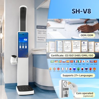 Advanced 10.2 Inch Touch Screen Customizable Personal Scale Self-Service Kiosk Health Blood Pressure Weight Height Monitor Height Weight Blood Pressure Machine