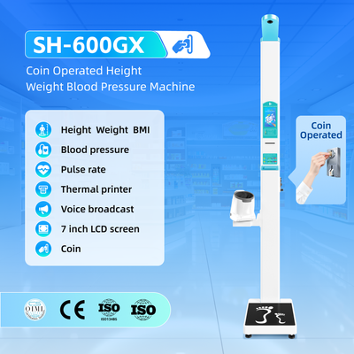 Coin Operated Digital Height Weight Bmi Blood Pressure Machine Ultrasonic Height and Weight Machine
