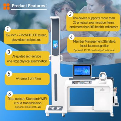 SH-T17 Fabrieksvoorziening Slimme gezondheidscontrole Kiosk Medische diagnostische apparatuur met lichaamsanalysator