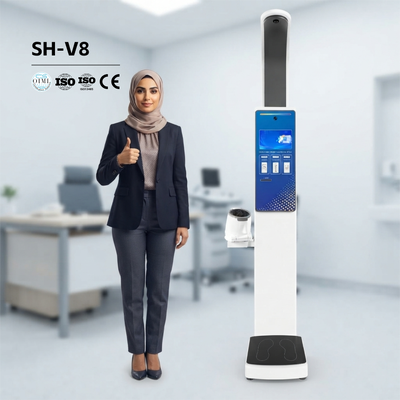 Geavanceerd 10,2 inch touchscreen Aanpasbare persoonlijke weegschaal Zelfbedieningskiosk Gezondheid Bloeddruk Gewicht Hoogtemonitor Hoogtegewicht Bloeddrukmachine